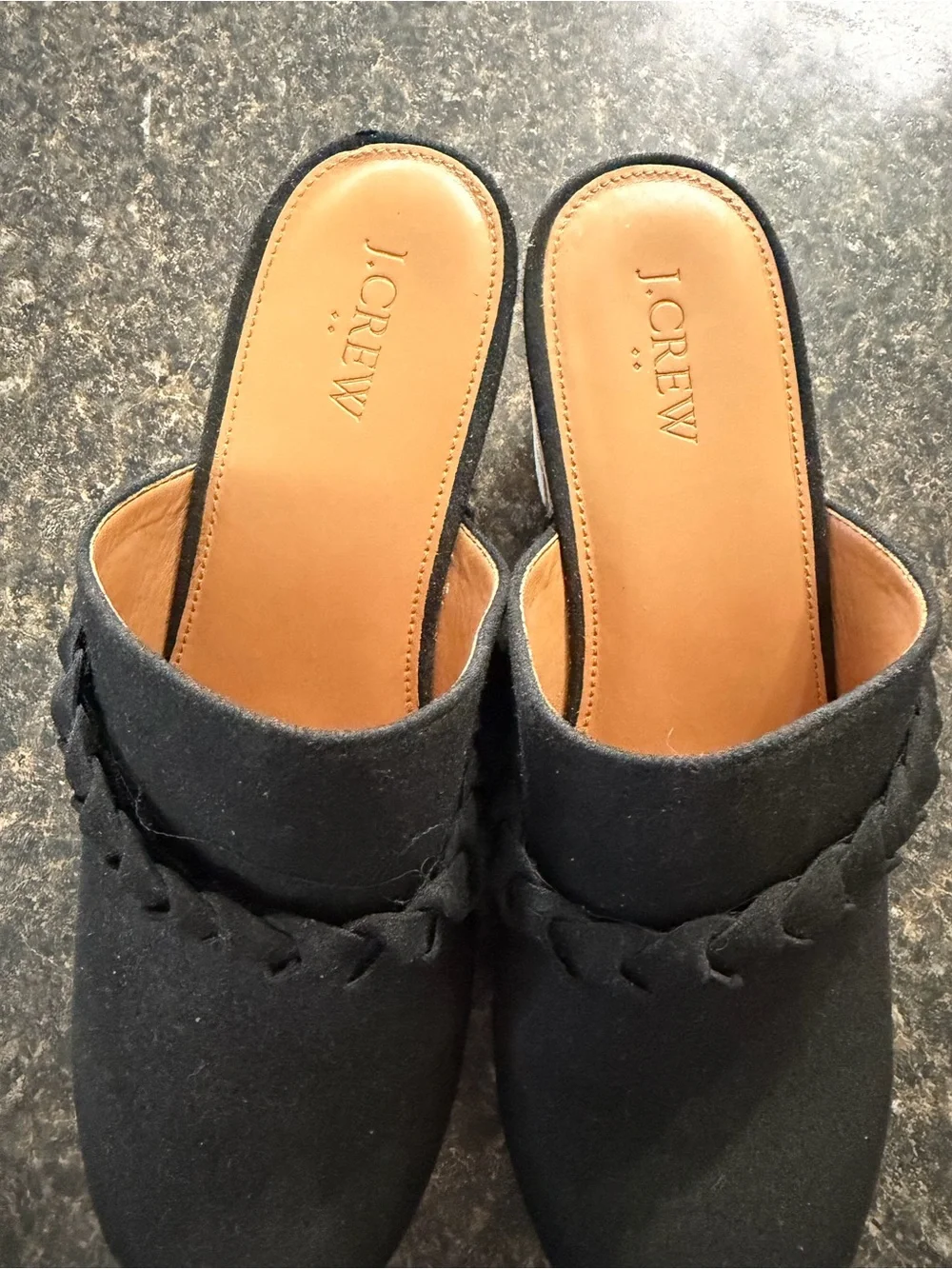 J. Crew Black Braided-Trim Mule Clogs